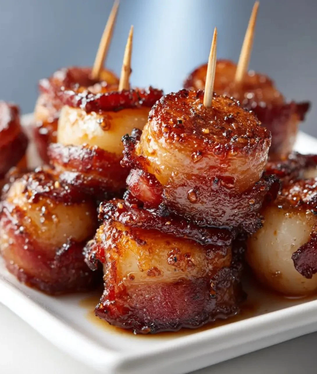 Delicious Bacon Wrapped Water Chestnuts served as a party appetizer
