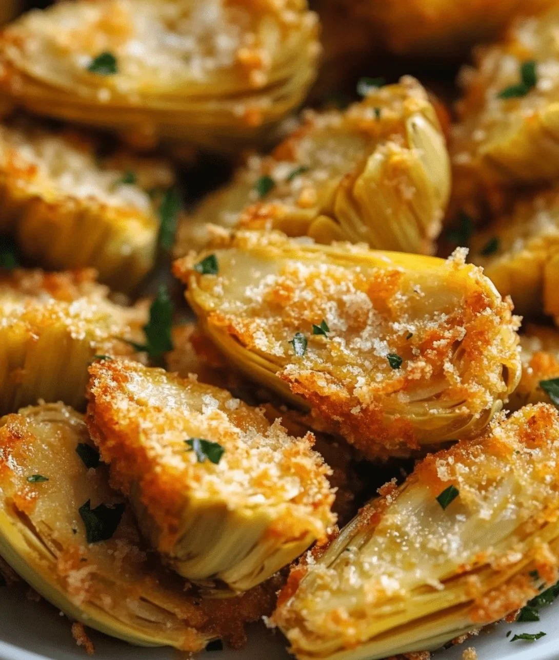 Crispy Parmesan Artichoke Hearts on a plate