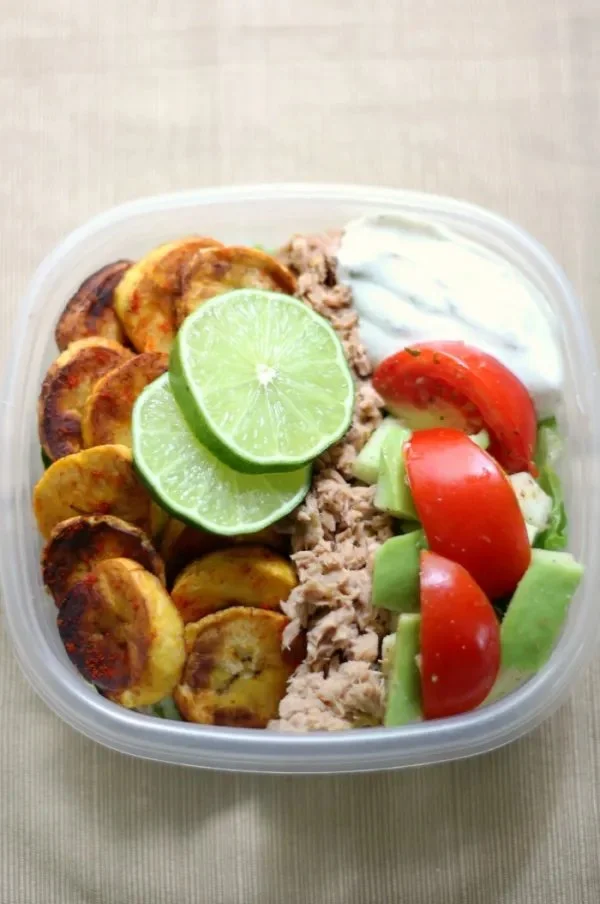 Cuban style tuna meal prep bowls with vibrant ingredients for meal prep