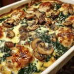 Easy low-carb chicken spinach mushroom bake recipe for healthy dinners