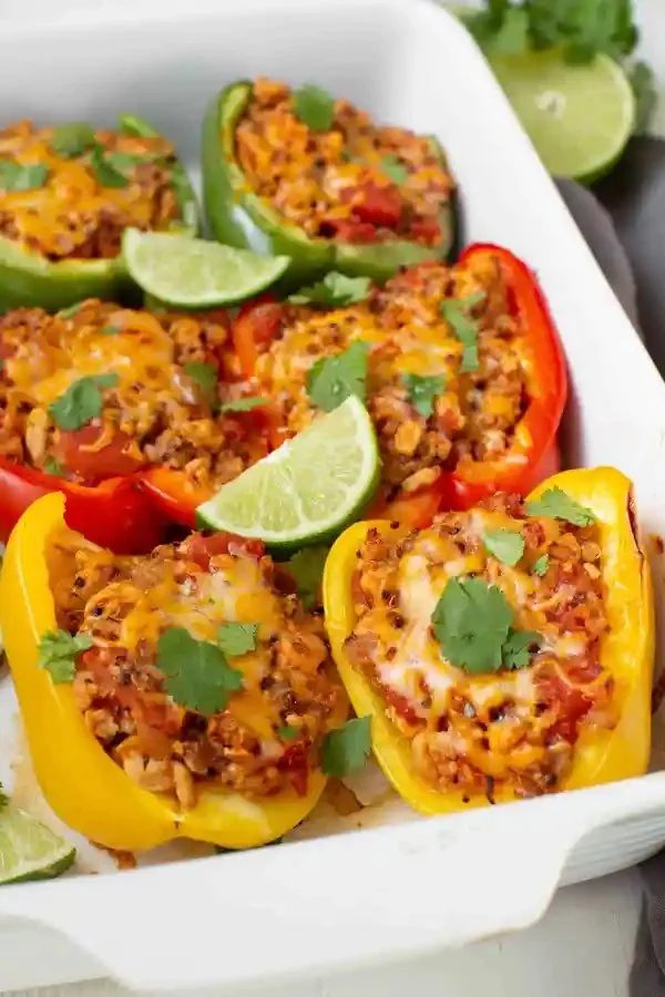 Ground Turkey Stuffed Peppers filled with nutritious ingredients.
