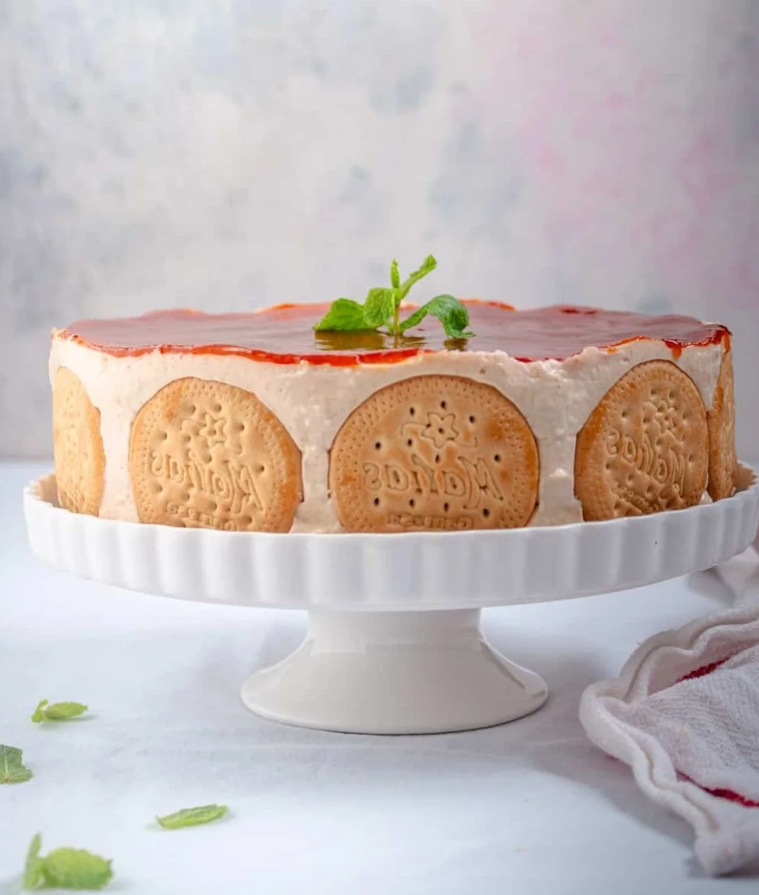 Delicious Guava Charlotte Cake with layers of guava and cream.