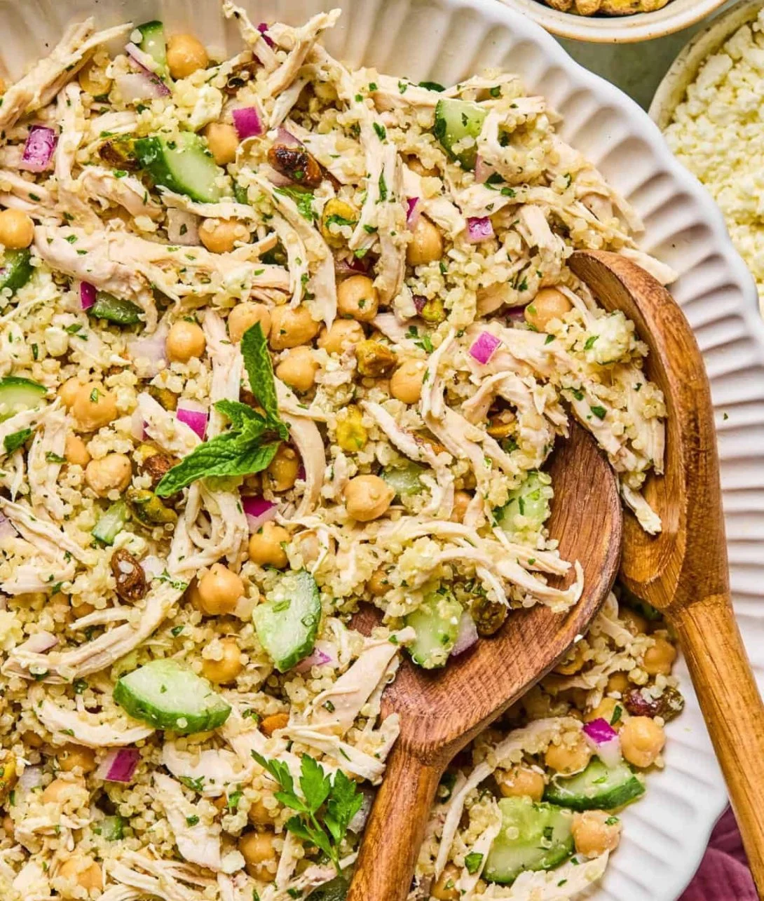 High protein Jennifer Aniston Salad featuring fresh ingredients and vibrant colors.