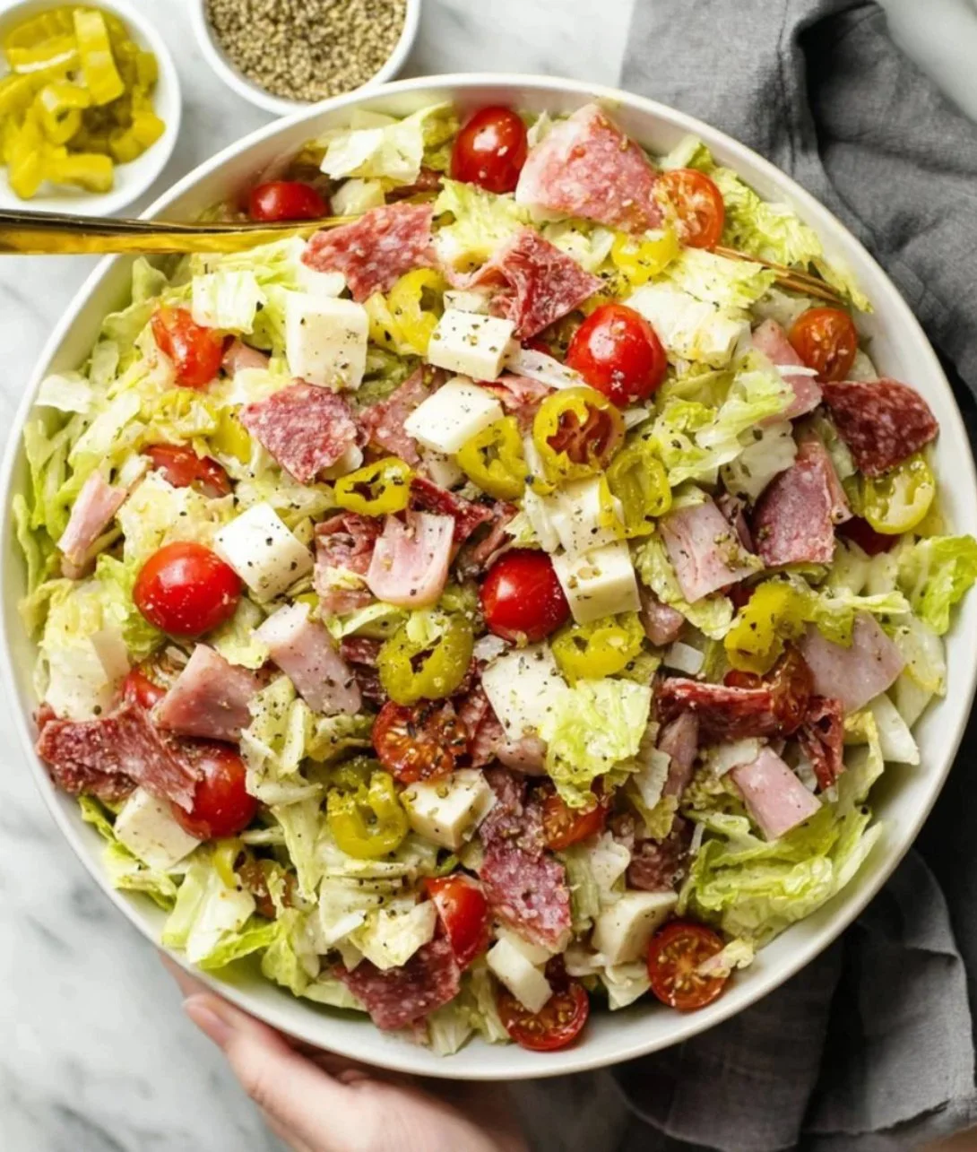 Jersey Mike's Chopped Sub Salad featuring fresh vegetables and meats