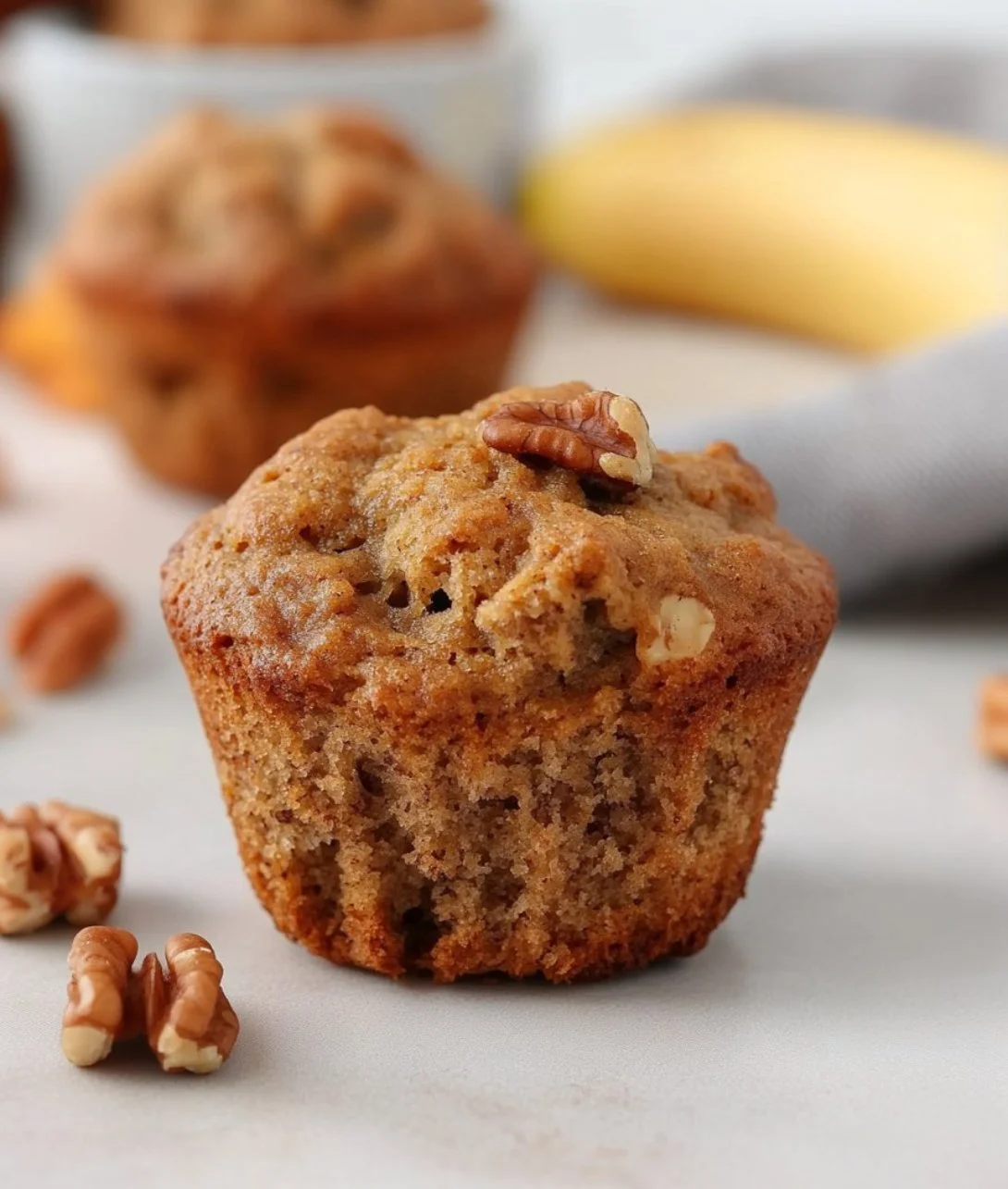 Low calorie Greek yogurt banana muffins fresh from the oven