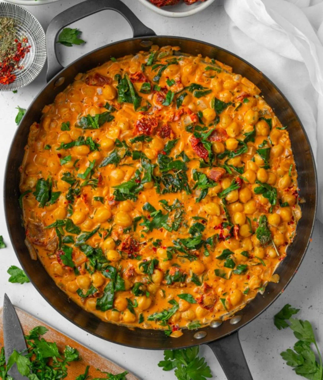 Delicious Marry Me Chickpeas recipe with chickpeas and spices in a bowl