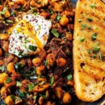 Delicious Mushroom Chickpea Scramble served in a bowl