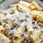 Delicious Norcina style pasta with creamy sauce and sausage