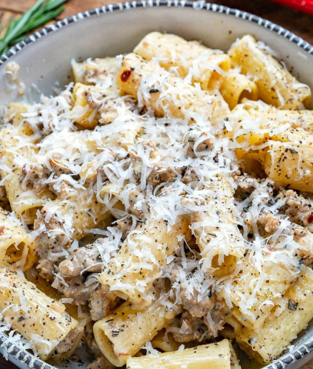 Delicious Norcina style pasta with creamy sauce and sausage