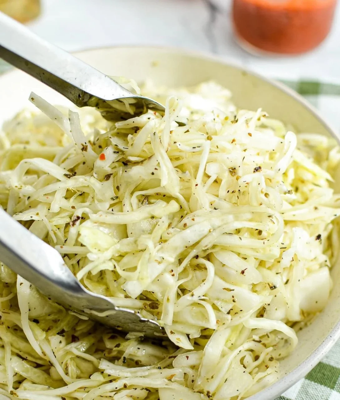 Delicious Swedish Pizza Salad featuring fresh veggies and pizza toppings.