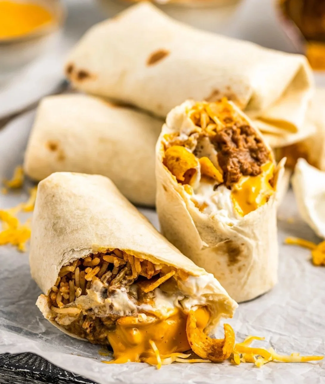 Taco Bell Beefy Melt Burrito filled with savory beef and melted cheese