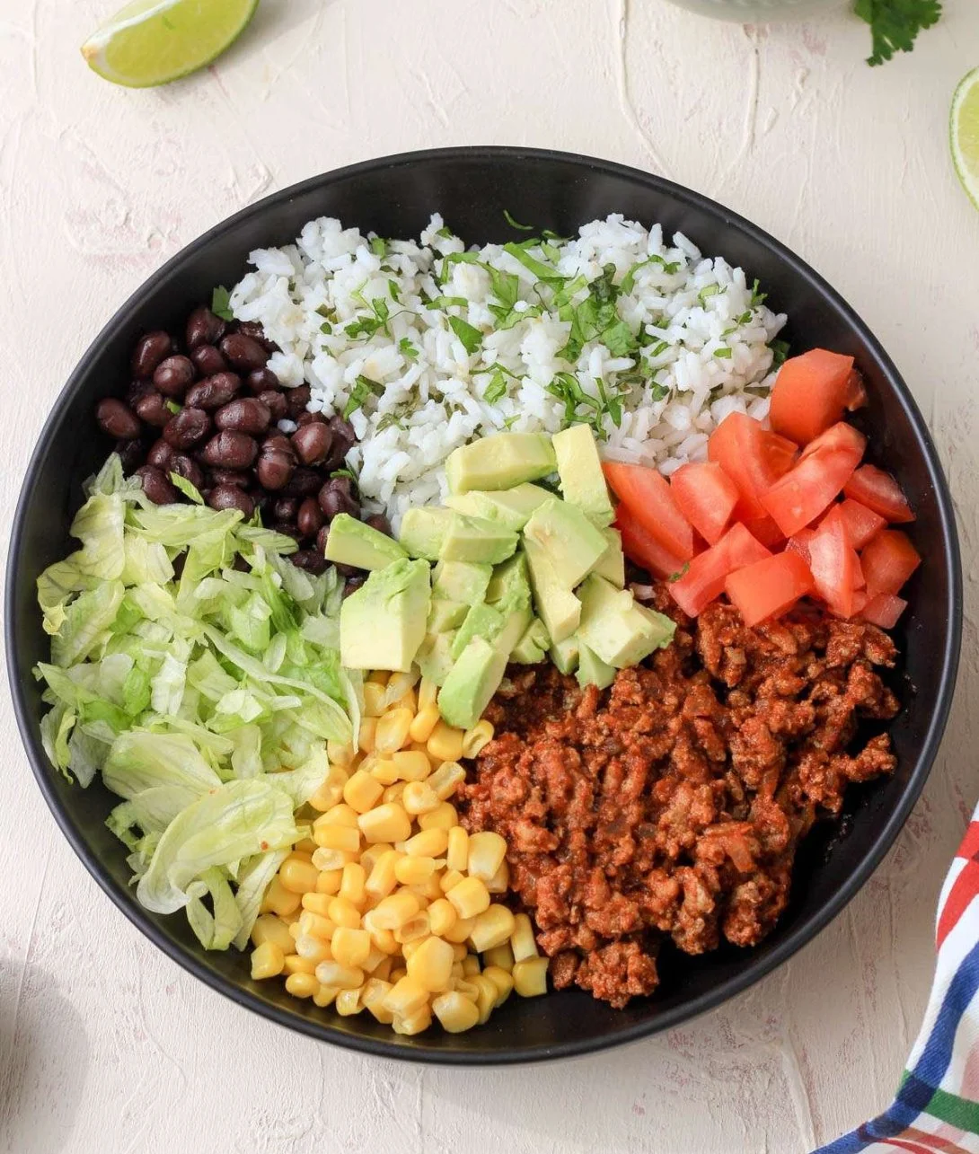 Delicious Taco Lunch Bowls filled with fresh ingredients