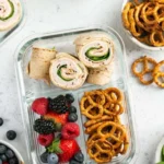 Delicious Turkey and Cheese Pinwheels ready to serve as a tasty snack.