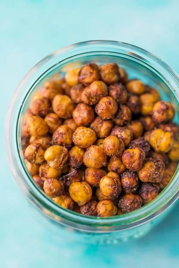 Crispy air fryer chickpeas served as a healthy snack option