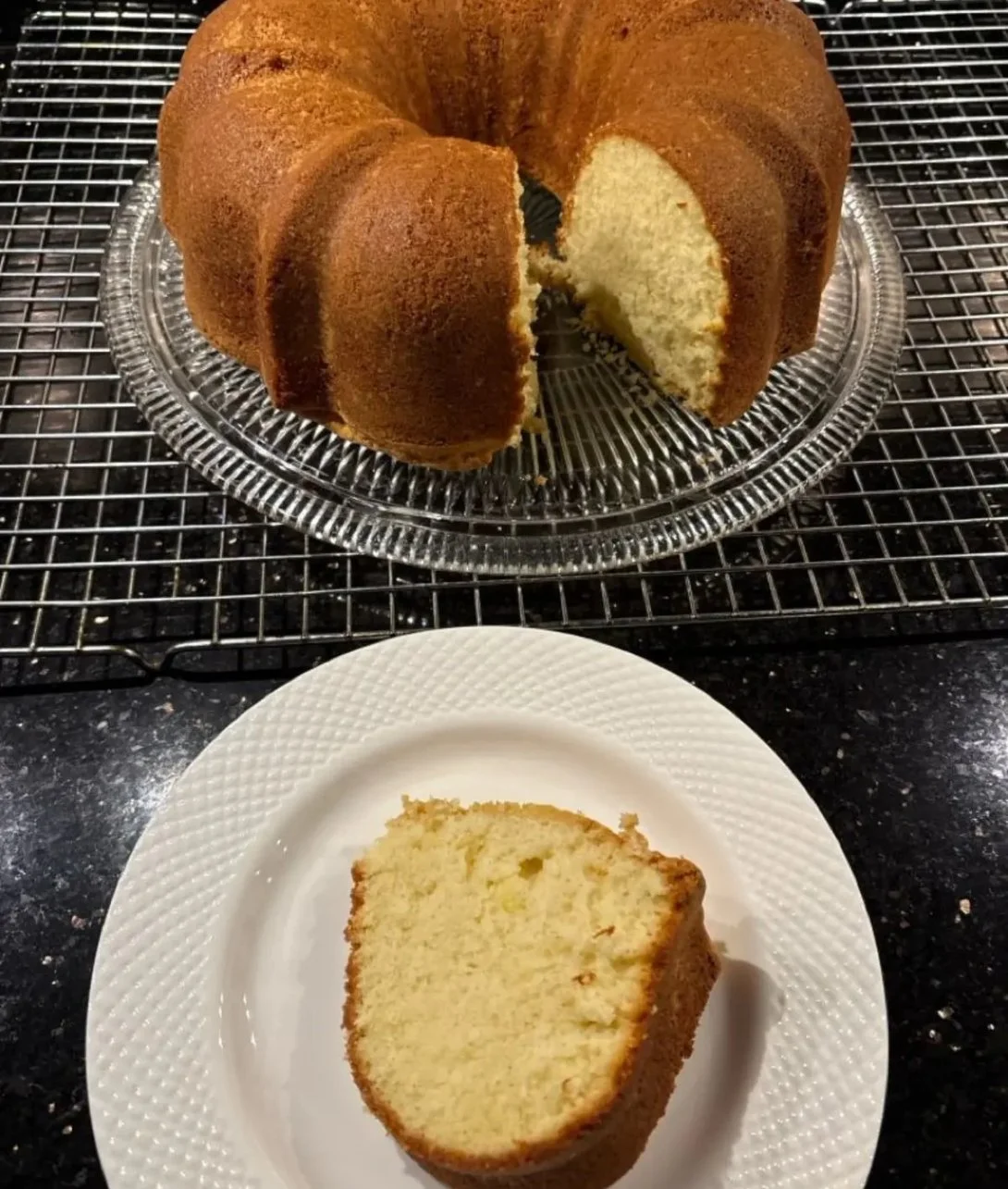 Delicious homemade Vanilla Pound Cake with a golden crust and fluffy texture