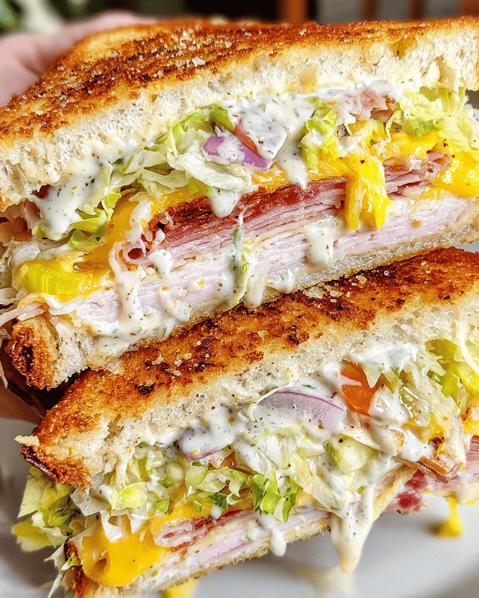 Viral grinder grilled cheese sandwich with crispy toast and gooey cheese filling.