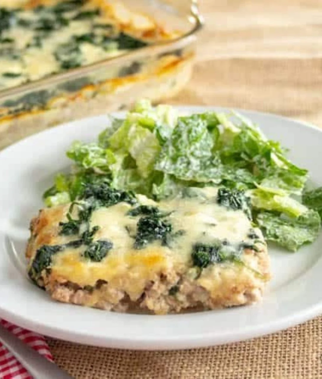 Delicious white keto lasagna with layers of cheese and low-carb ingredients