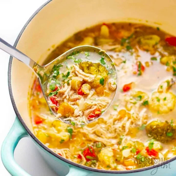 Delicious Chicken Detox Soup with fresh vegetables and herbs