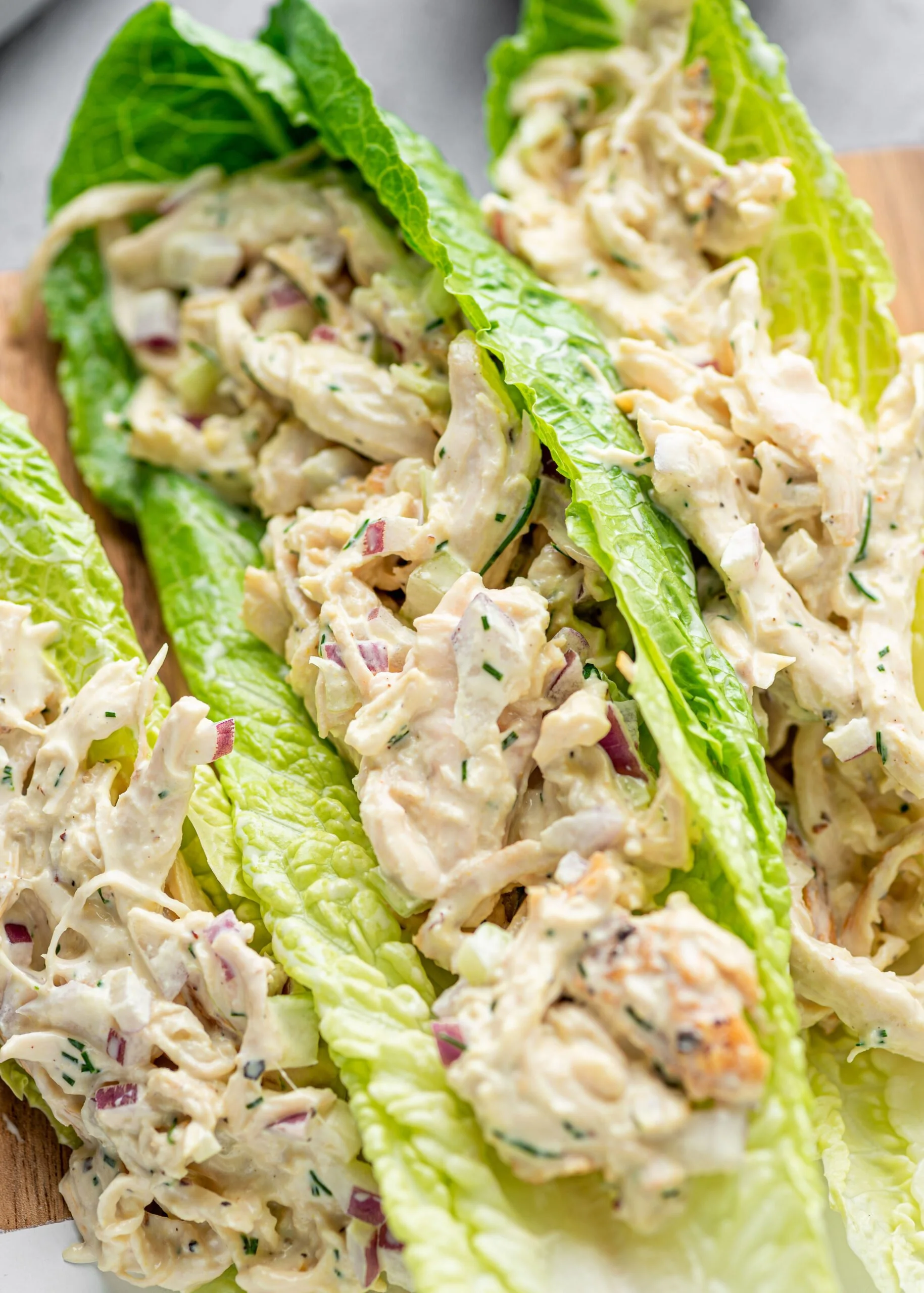 Creamy keto chicken salad recipe with vegetables and dressing