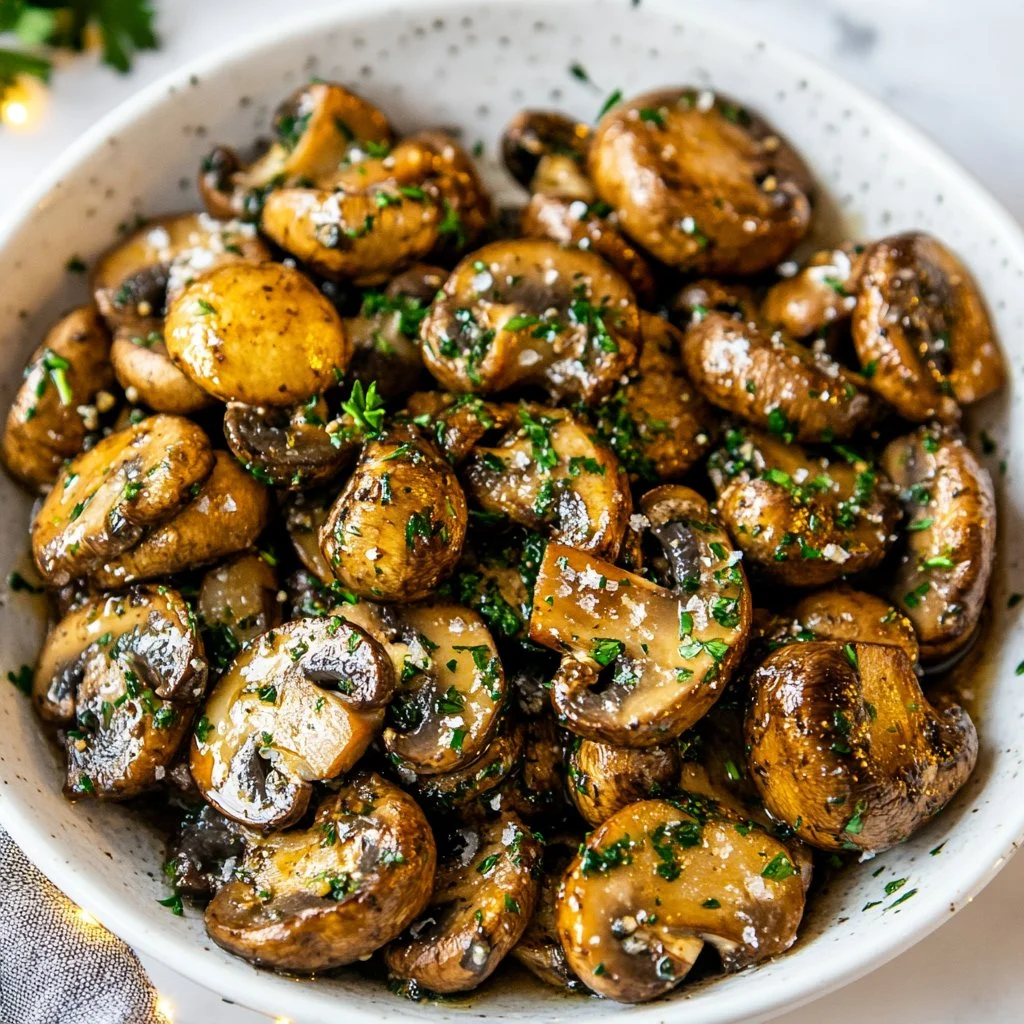 Delicious garlic butter mushrooms cooked to perfection