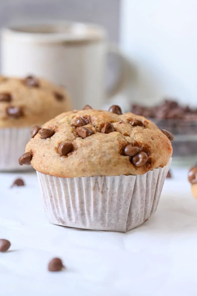 Baked Greek Yogurt Protein Muffins fresh out of the oven with a golden top