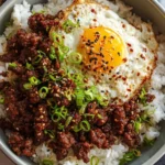 Delicious Korean Ground Beef Bowl served with rice and vegetables