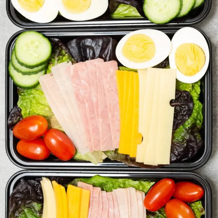 Make-ahead chef salad for easy meal prep and healthy eating.