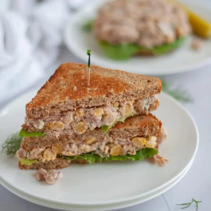 Healthy no mayo tuna salad recipe with fresh ingredients