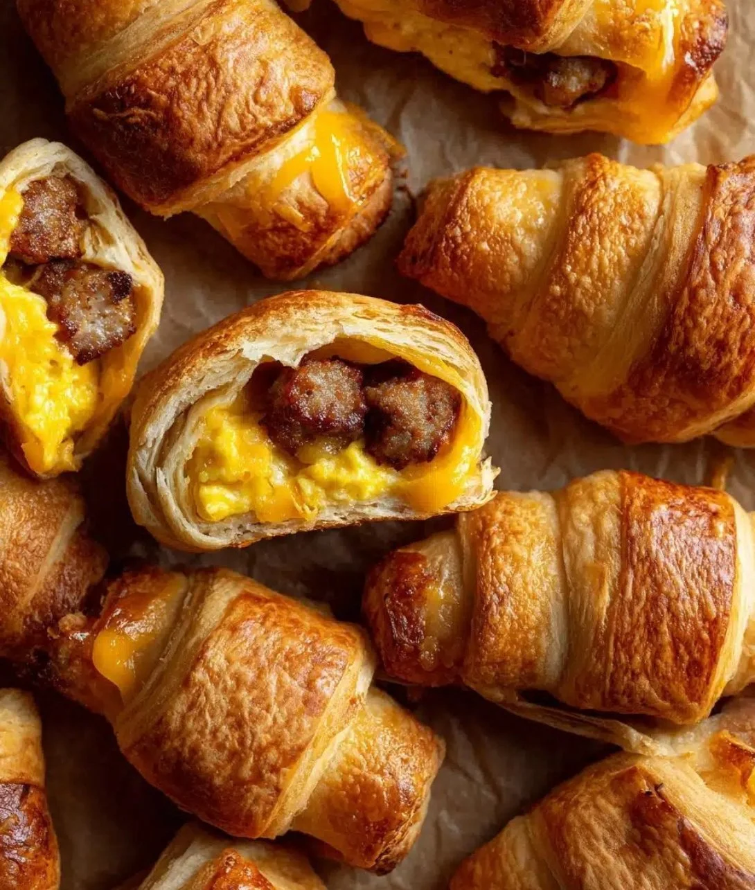Delicious sausage and egg roll ups served on a plate for breakfast