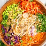 Fresh Thai Noodle Salad with colorful vegetables and herbs