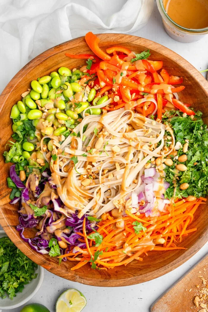 Fresh Thai Noodle Salad with colorful vegetables and herbs