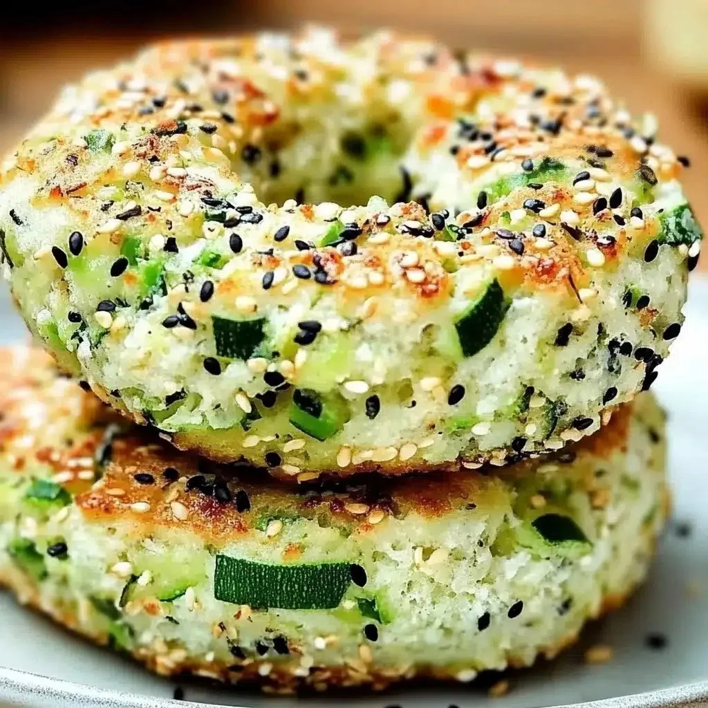 Healthy zucchini bagels recipe with fresh ingredients.